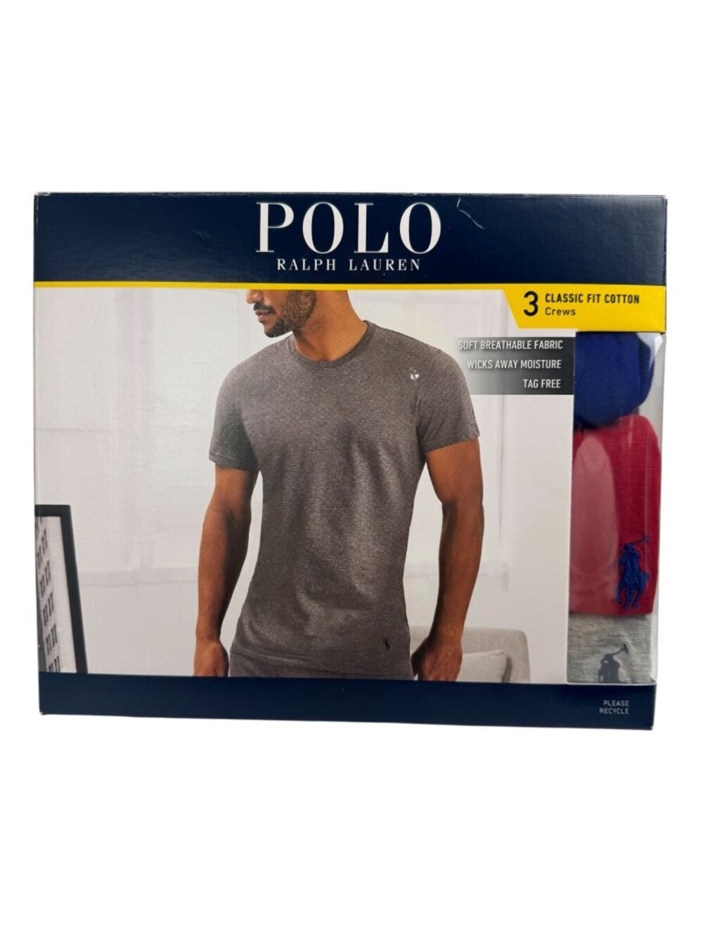 Polo Ralph Lauren NEW Classic Fit 3 Pack Cotton Crews T Shirts SM Breathable